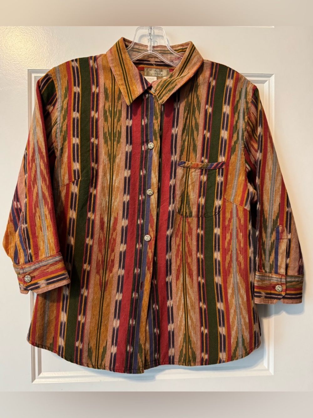 The Territory Ahead Southwestern Ikat Shirt Small Cotton Boho Western